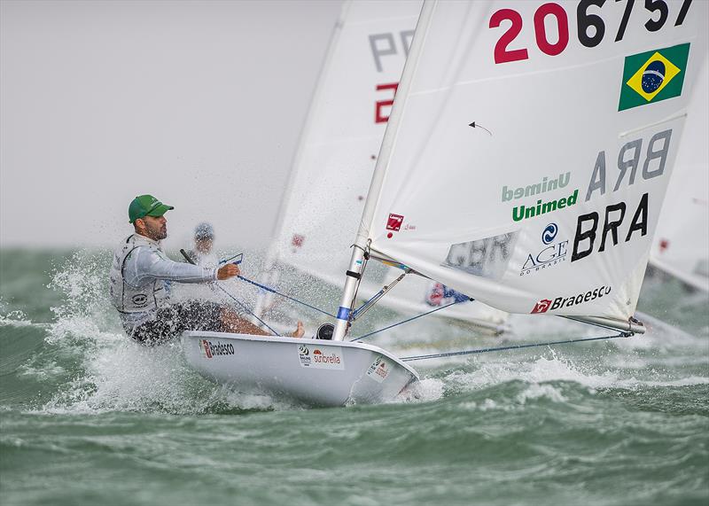 Bruno Fontes on day 2 at ISAF Sailing World Cup Miami photo copyright Walter Cooper / US Sailing taken at Coconut Grove Sailing Club and featuring the ILCA 7 class