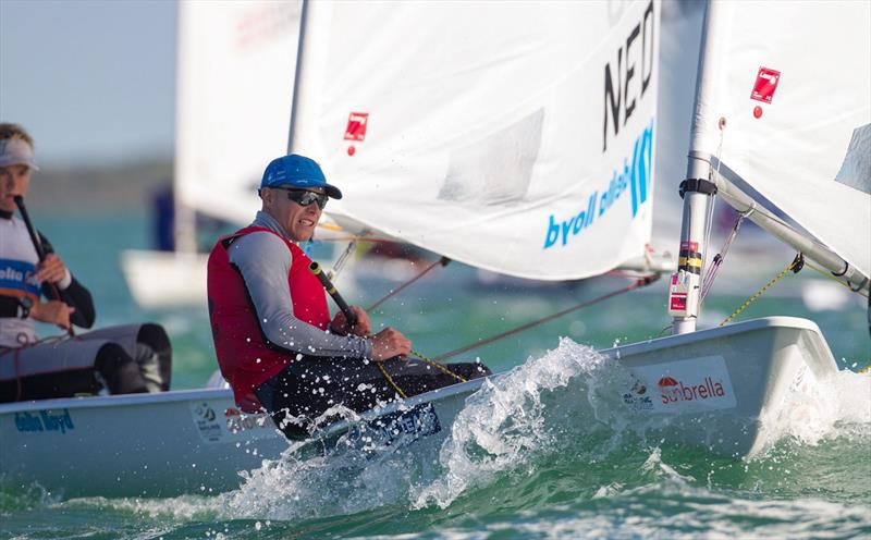 Nick Thimpson on day 3 at ISAF Sailing World Cup Miami photo copyright Ocean Images / British Sailing Team taken at Coconut Grove Sailing Club and featuring the ILCA 7 class