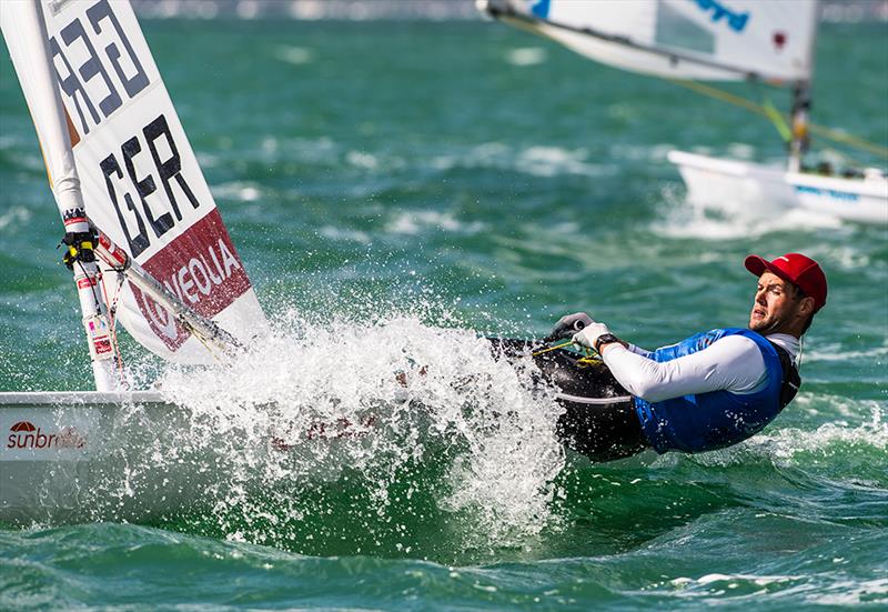 Laser gold for Philpp Bull at ISAF Sailing World Cup Miami photo copyright Walter Cooper / US Sailing taken at Coconut Grove Sailing Club and featuring the ILCA 7 class