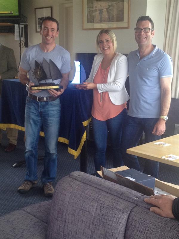 Gareth Flannigan - 1st Overall and 1st Apprentice Master with Andrea Fordham and Event Organiser Keith Storey at the Irish Laser Masters photo copyright Mark Mackey taken at Ballyholme Yacht Club and featuring the ILCA 7 class