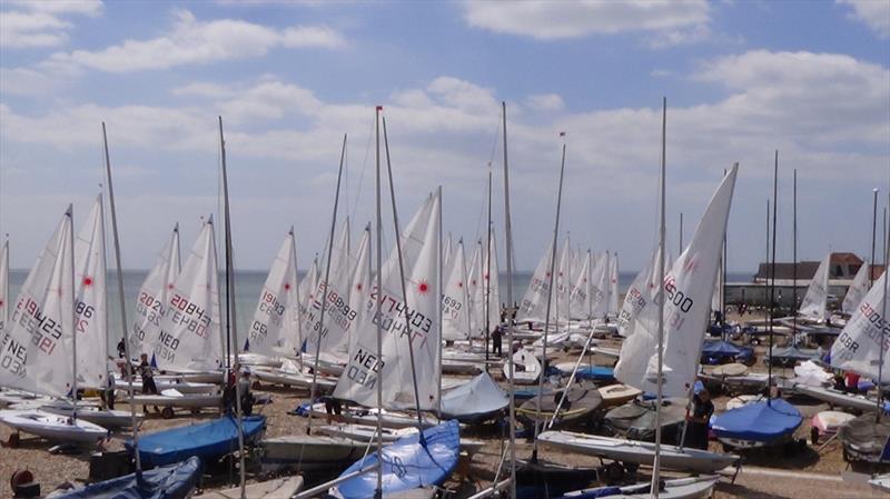 Day 1 of the Rooster Laser Masters' Nationals at Pevensey Bay photo copyright Adrian Peckham taken at Pevensey Bay Sailing Club and featuring the ILCA 7 class
