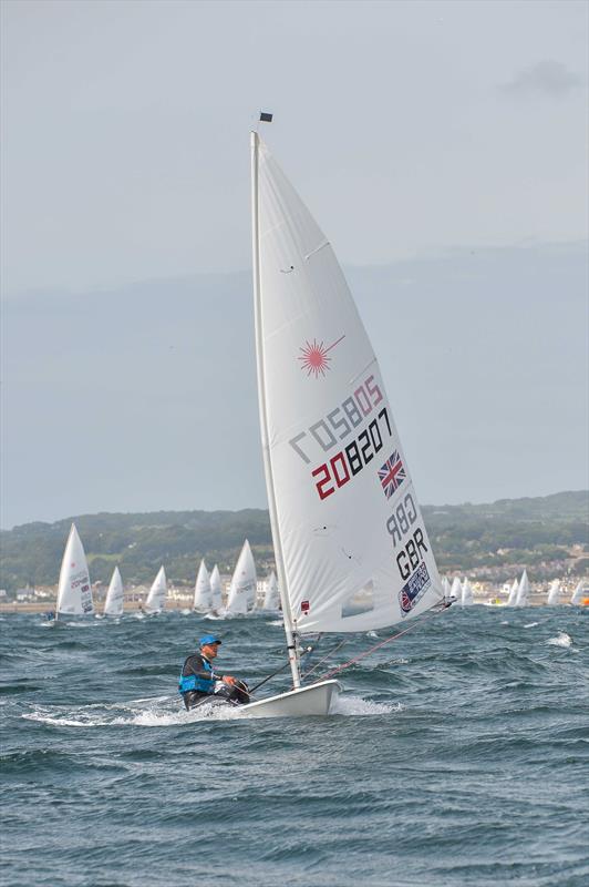 Martin Evans leading the Start fleet on day 3 of the Neil Pryde UKLA Nationals at Mount's Bay photo copyright Lee Whitehead / www.photolounge.co.uk taken at  and featuring the ILCA 7 class