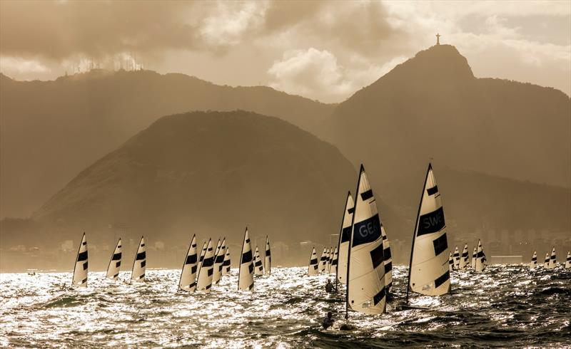 Men's Laser fleet on day 5 at the Rio 2016 Olympic Sailing Competition photo copyright Sailing Energy / World Sailing taken at  and featuring the ILCA 7 class