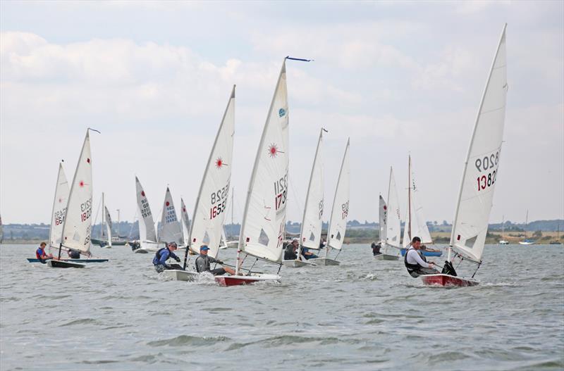 Laser fleet soon after start at Blackwater SC Club Week 2016 photo copyright Guy Hawkins taken at Blackwater Sailing Club and featuring the ILCA 7 class