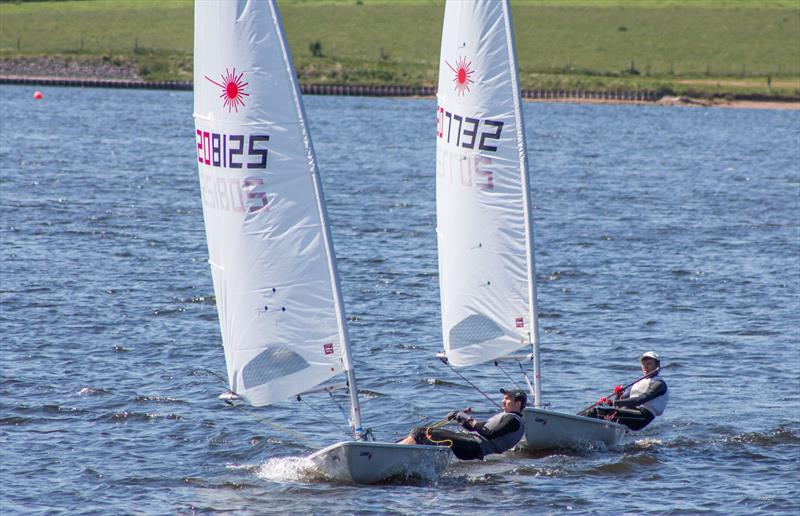 Joe Scurrah (2nd) and Paul Williamson (3rd) in the Laser Midlands Grand Prix at Blithfield photo copyright Hazel Williamson taken at Blithfield Sailing Club and featuring the ILCA 7 class