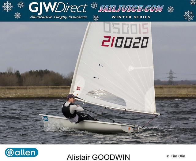 Alistair Goodwin wins the GJW Direct Sailjuice Winter Series Oxford Blue photo copyright Tim Olin / www.olinphoto.co.uk taken at Oxford Sailing Club and featuring the ILCA 7 class