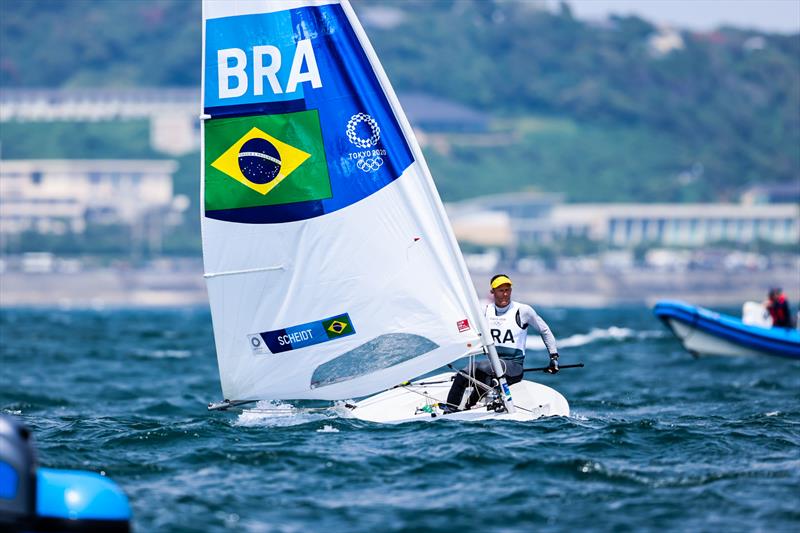 Robert Scheidt (BRA) in the Men's ILCA 7 on Tokyo 2020 Olympic Sailing Competition Day 2 photo copyright Sailing Energy / World Sailing taken at  and featuring the ILCA 7 class