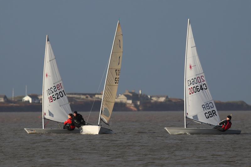 Lasers and Solo by Hilbre, still on the lake, during the West Kirby Sailing Club Christmas Series photo copyright Alan Jenkins taken at West Kirby Sailing Club and featuring the ILCA 7 class