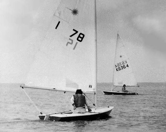Laser sailing on the Dee estuary in the mid 1970s - photo © Alan Jenkins