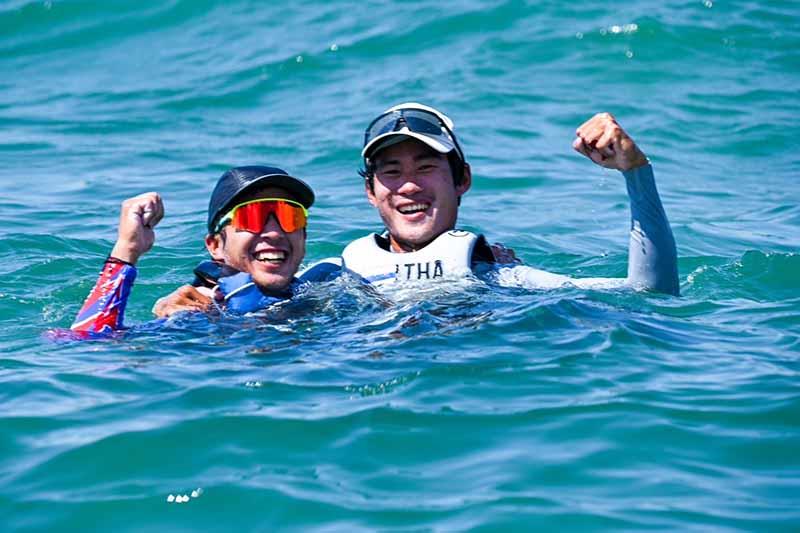 2023 Asian Sailing Championships - Thai ILCA 7 sailors Arthit Mikhail Romanyk and Chusitt Punjamala celebrate Paris 2024 qualification for Thailand - photo © YRAT