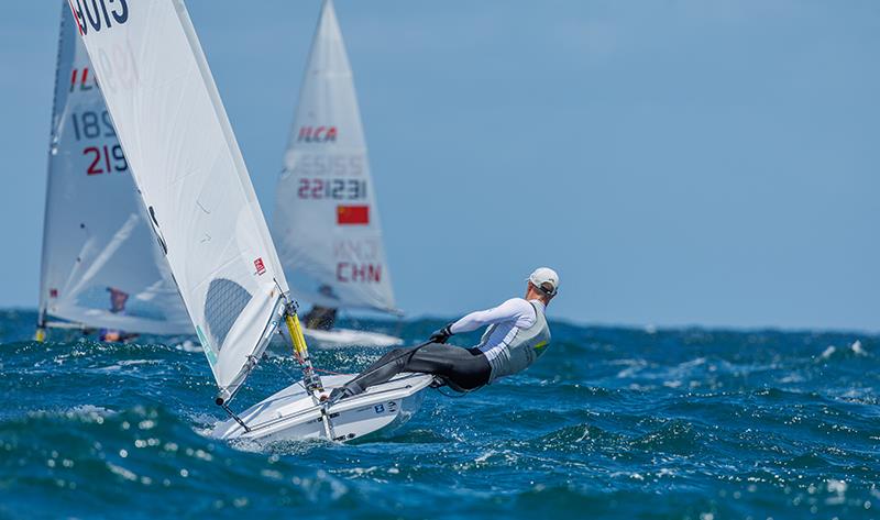 Reigning Olympic Champion Matt Wearn was in the mix on Day 1 - 2024 ILCA 7 Men World Championship photo copyright Jack Fletcher, Down Under Sail taken at Adelaide Sailing Club and featuring the ILCA 7 class