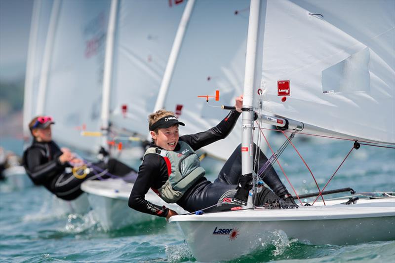 Arran Holman during the Laser Europa Cup at the WPNSA - photo © Paul Wyeth / RYA