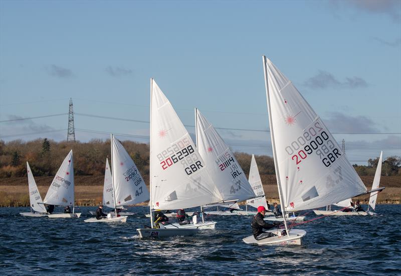 Finn Dickinson leading the 4.7 fleet during the Laser Inlands at Grafham Water - photo © Paul Williamson