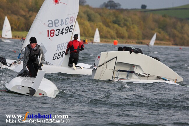 Strong winds rewarding good boathandling during the Laser Radial Inlands at Carsington photo copyright Mike Shaw / www.fotoboat.com taken at Carsington Sailing Club and featuring the ILCA 6 class