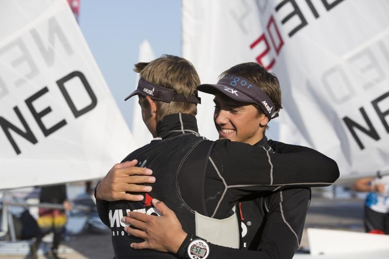 The Vadnai brothers from Hungary at the Laser Radial Youth Worlds in Oman photo copyright Mark Lloyd taken at Oman Sail and featuring the ILCA 6 class