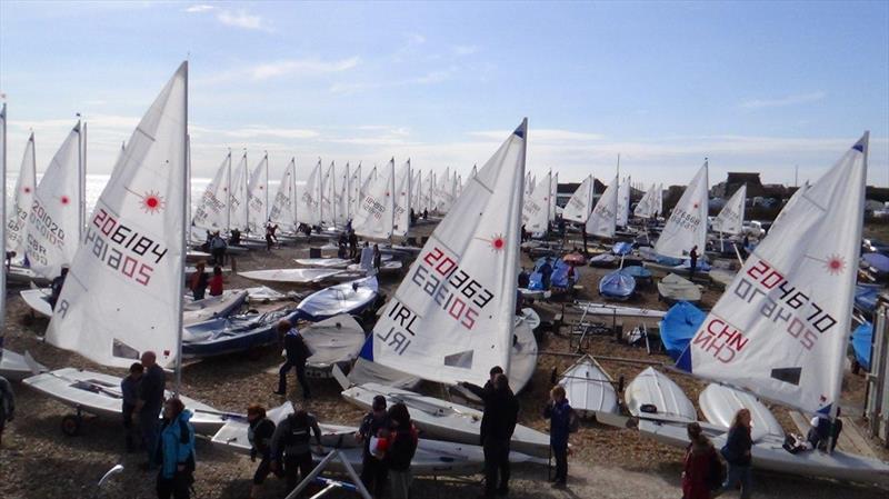 Rigging up during the Noble Marine Laser Radial UK Qualifier at Pevensey Bay photo copyright Pevensey Bay SC taken at Pevensey Bay Sailing Club and featuring the ILCA 6 class