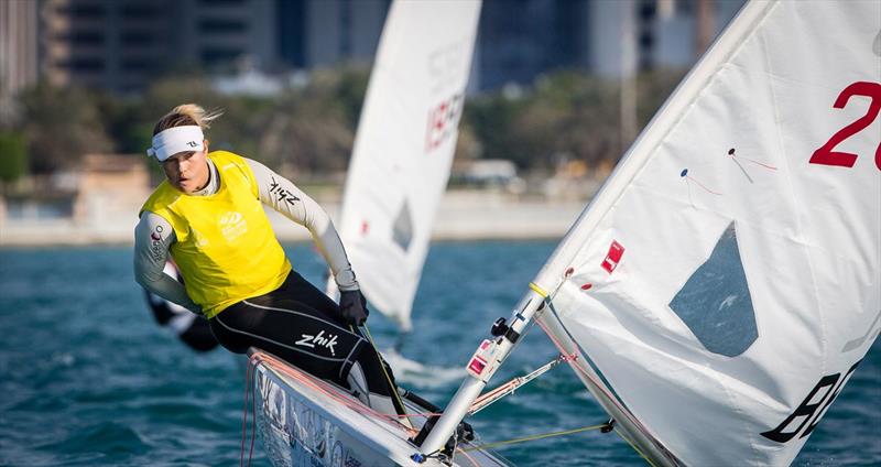 Evi Van Acker wins the Laser Radial class at the ISAF Sailing World Cup Final in Abu Dhabi - photo © Jesus Renedo / Sailing Energy / ISAF