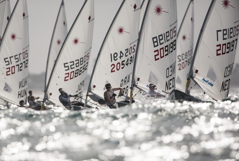 Racing on day 4 of the Laser Radial Women's Worlds in Oman photo copyright Mark Lloyd taken at Oman Sail and featuring the ILCA 6 class