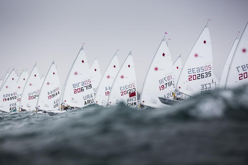 Racing on day 4 of the Laser Radial Women's Worlds in Oman photo copyright Mark Lloyd taken at Oman Sail and featuring the ILCA 6 class
