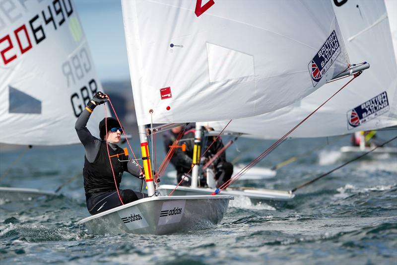 Ben Whaley on day 2 of the RYA Youth National Championships photo copyright Paul Wyeth / RYA taken at Plas Heli Welsh National Sailing Academy and featuring the ILCA 6 class
