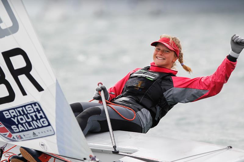 Ellie Cumpsty on day 5 of the RYA Youth National Championships photo copyright Paul Wyeth / RYA taken at Plas Heli Welsh National Sailing Academy and featuring the ILCA 6 class