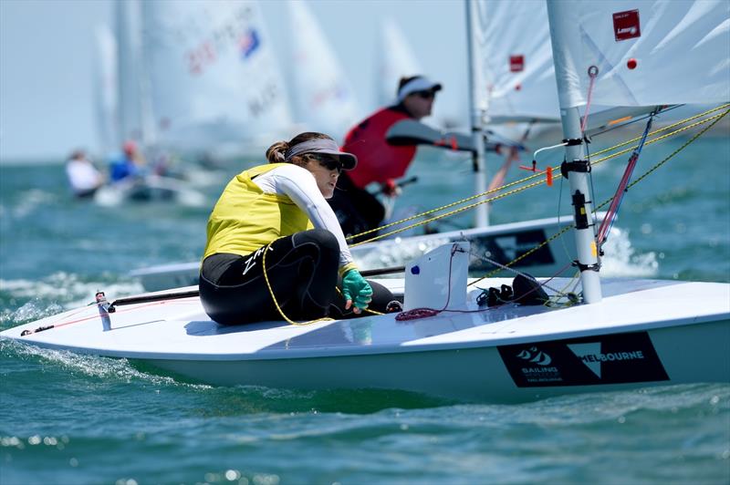 Ashley Stoddart at Sailing World Cup Melbourne 2015 photo copyright Sport the library / Jeff Crow taken at  and featuring the ILCA 6 class