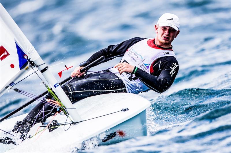 Patrick Doepping (DEN) on day 2 of the Aon Youth Worlds in Auckland photo copyright Pedro Martinez / Sailing Energy / World Sailing taken at Torbay Sailing Club and featuring the ILCA 6 class