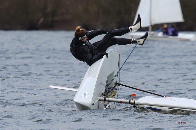 Not sure if this is sailing or gymnastics on day 7 of the Fox's Marine & Country Alton Water Frostbite Series photo copyright Tim Bees taken at Alton Water Sports Centre and featuring the ILCA 6 class