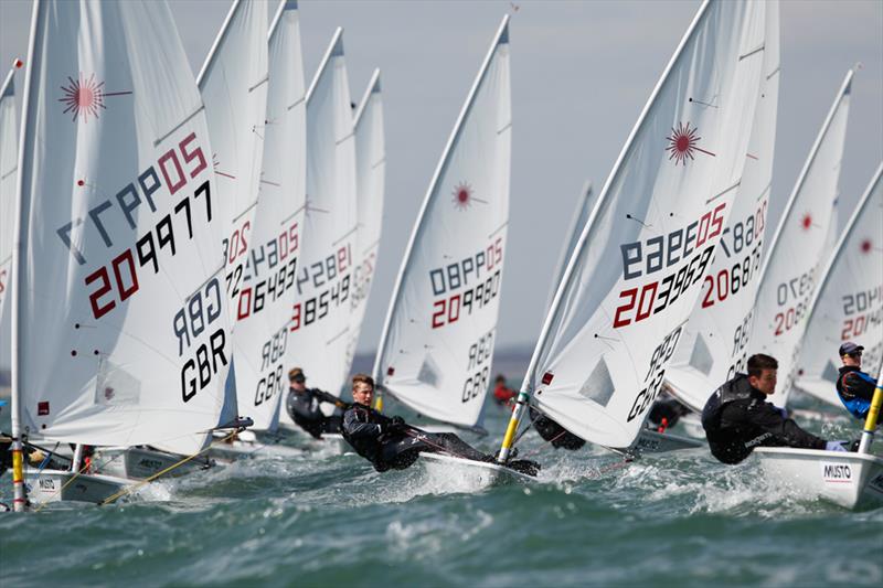 Radial fleet on day 2 of the RYA Youth Nationals photo copyright Paul Wyeth / RYA taken at Hayling Island Sailing Club and featuring the ILCA 6 class