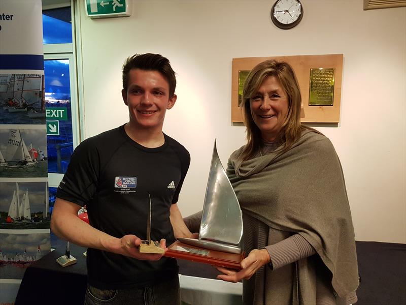 Ben Whaley being presented with the Radial Trophy during the Laser Inlands at Grafham Water - photo © Paul Williamson