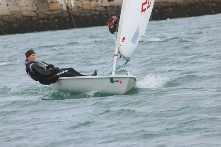 Shirley Gilmore, Laser Radial, 2nd Overall Laser Fleet Series 1 in the 47th Dun Laoghaire MYC Frostbite Series photo copyright Bob Hobby taken at Dun Laoghaire Motor Yacht Club and featuring the ILCA 6 class
