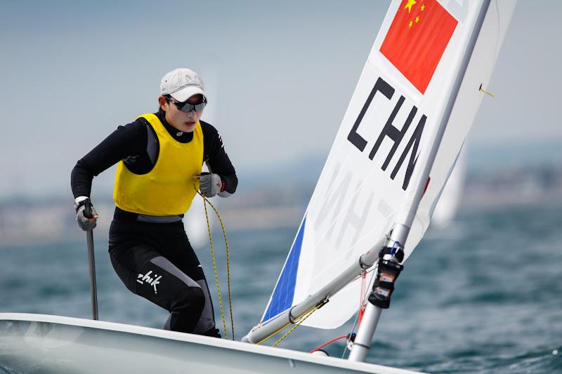 Dongshuang Zhang racing on day 2 of the Sail for Gold Regatta photo copyright Paul Wyeth / RYA taken at Weymouth & Portland Sailing Academy and featuring the ILCA 6 class