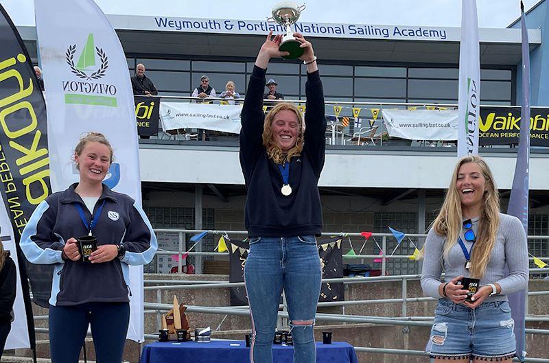 Women's podium for the UKLA UK National Championships for ILCA 6 (formerly Laser Radial) - Daisy Collingridge (center) the overall winner photo copyright UKLA taken at Weymouth & Portland Sailing Academy and featuring the ILCA 6 class