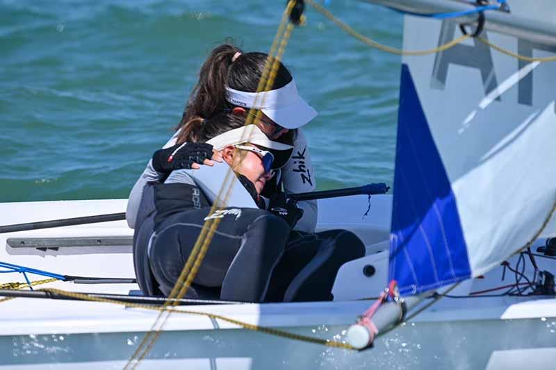 Thai ILCA 6 sailor Sophia Montgomery earned a ticket to Paris 2024 at the Asian Sailing Championships 2023, shown here hugging her younger sister Grace who also raced in the regatta - photo © YRAT