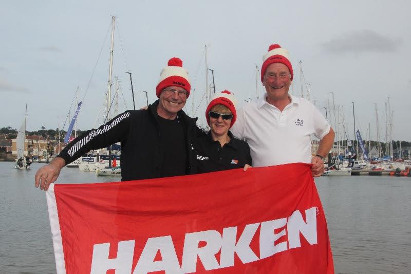The 'Red Kite' team proudly wear their Harken bobble hats after the SB20 Grand Slam at Aberdeen Asset Management Cowes Week photo copyright Rick Tomlinson / AAM Cowes Week taken at Cowes Combined Clubs and featuring the SB20 class