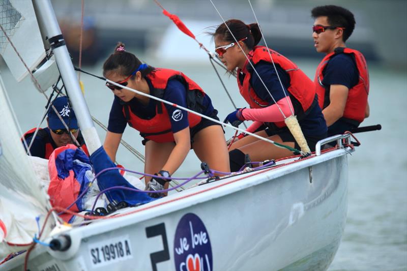 Collin Lim and team on day 1 of the Asia Pacific Student Cup photo copyright Howie Choo taken at Singapore Sailing Federation and featuring the SB20 class