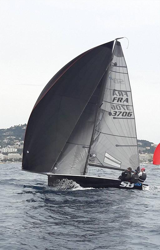 Windy conditions on day 3 of the European Grand Slam in Cannes photo copyright Pierre Germain / Yacht Club de Cannes taken at Yacht Club de Cannes and featuring the SB20 class