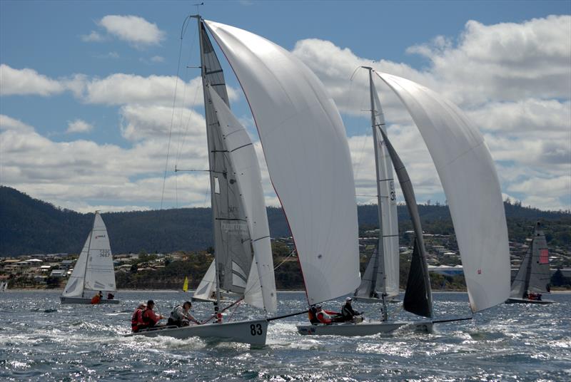 SB20s racing on the River Derwent where the local fleet now totals 43 of these high performance  one-design sports boat photo copyright Jane Austin taken at Royal Yacht Club of Tasmania and featuring the SB20 class