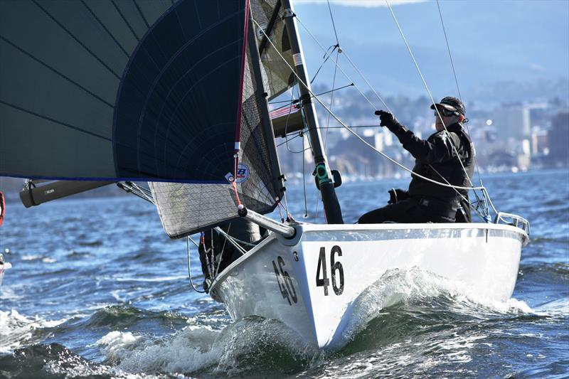 Richard Fader led the SB20 Mid-Winter Championship at the of day one, but ended up fourth overall photo copyright Jane Austin taken at Royal Yacht Club of Tasmania and featuring the SB20 class