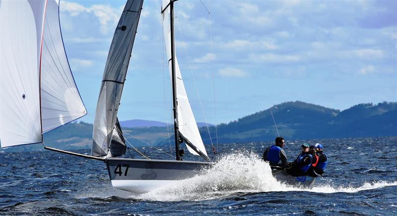 Strong winds on day one of the SB20 Australian Nationals in Hobart - photo © Jane Austin