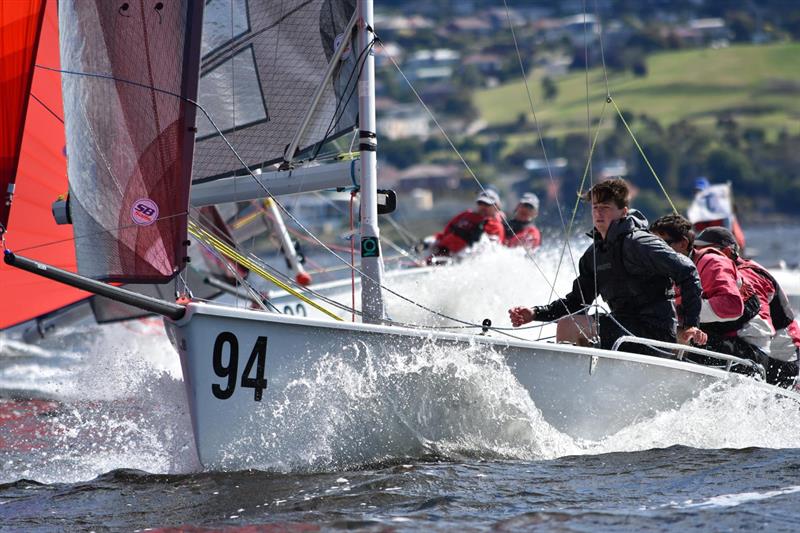 Strong winds on day one of the SB20 Australian Nationals in Hobart photo copyright Jane Austin taken at Royal Yacht Club of Tasmania and featuring the SB20 class