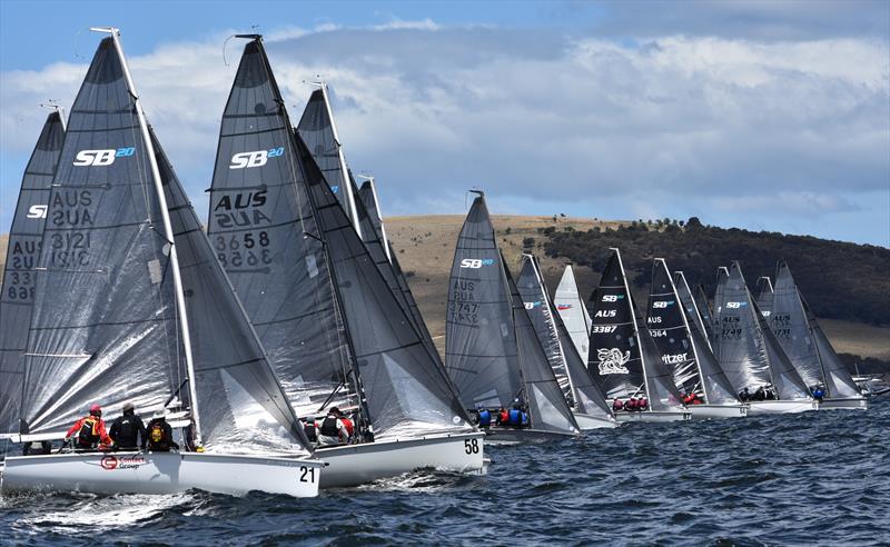 More great racing conditions on day two of the SB20 Australian Nationals in Hobart photo copyright Jane Austin taken at Royal Yacht Club of Tasmania and featuring the SB20 class