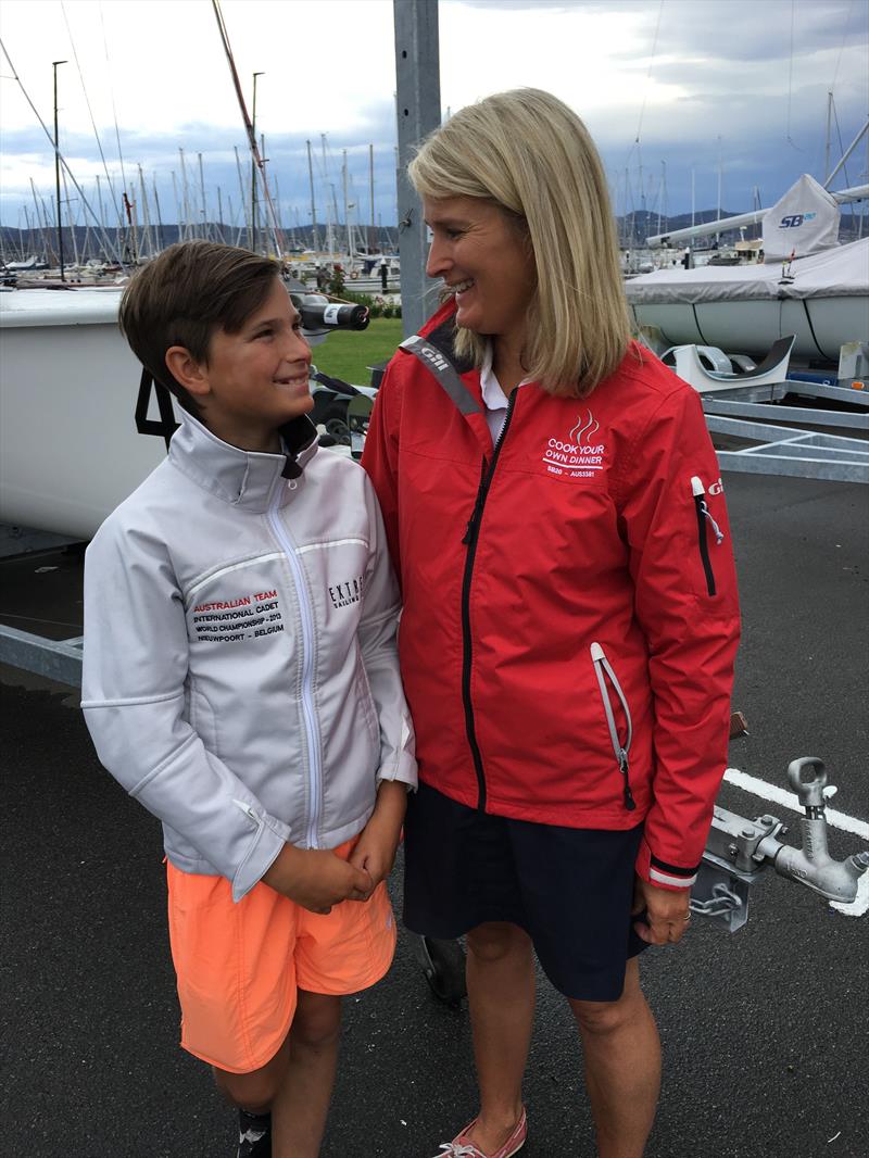 Hugo Allison (12) and his mother Felicity are both sailing the SB20 worlds on the River Derwent photo copyright Jane Austin taken at Royal Yacht Club of Tasmania and featuring the SB20 class