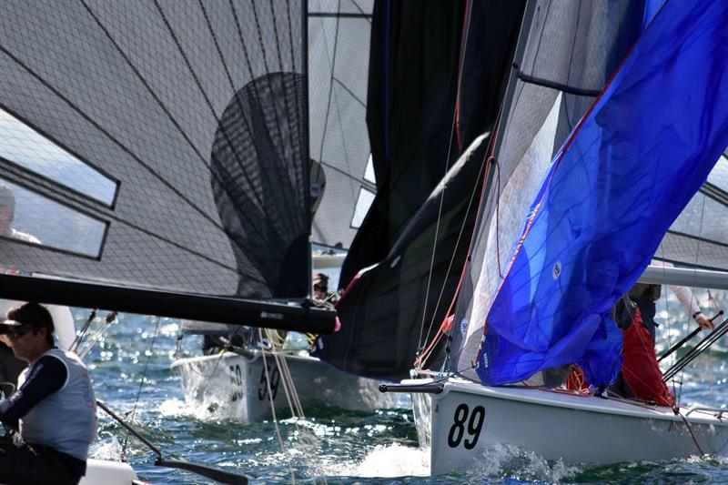Close racing on day 2 of the 2018 SB20 World Championship photo copyright Jane Austin taken at Royal Yacht Club of Tasmania and featuring the SB20 class