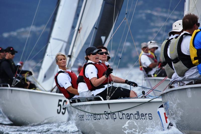 Jill Abel and her all women crew of Cook Your Own Dinner racing on the Derwent photo copyright Jane Austin taken at Derwent Sailing Squadron and featuring the SB20 class