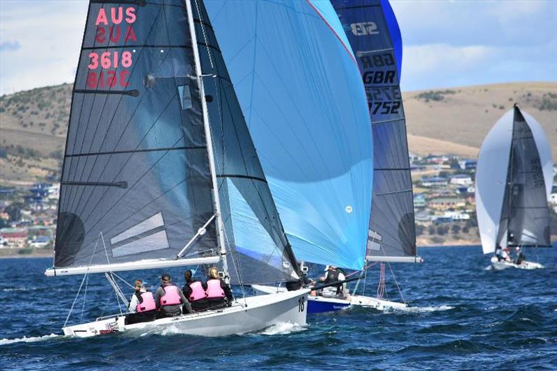 Day 3 - Essence of Athena, skippered by Hobart sailor Clare Dabner is the leading women's crew – SB20 World Championship photo copyright Jane Austin taken at Royal Yacht Club of Tasmania and featuring the SB20 class
