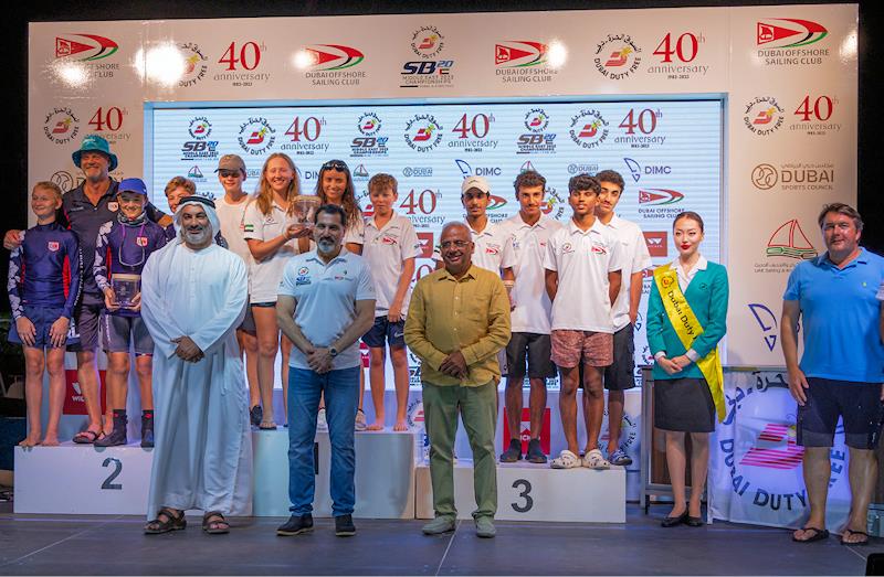 Youth podium - Dubai Duty Free SB20 Sailing Middle East Championships photo copyright DOSC taken at Dubai Offshore Sailing Club and featuring the SB20 class