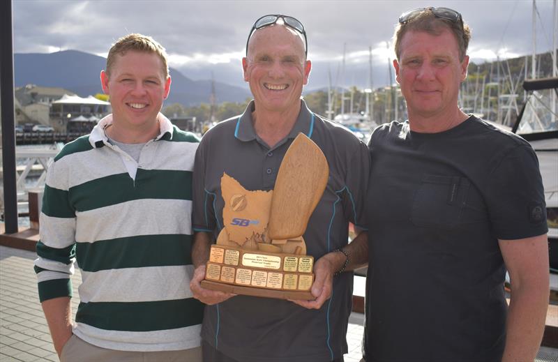 Karabos wins the 2024 SB20 Tasmanian Championship (l-r) Cole Dabner, Nick Rogers and Simon Burrows - photo © Jane Austin