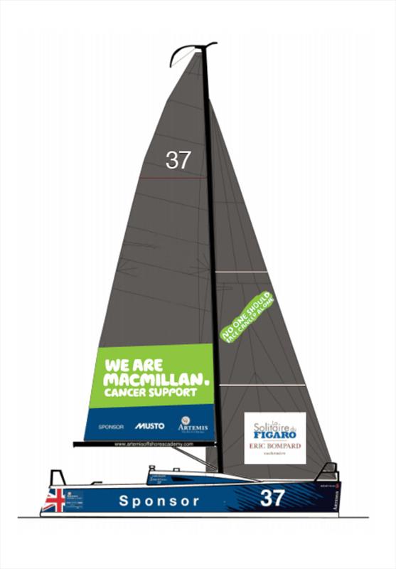 Ed's boat will be re-branded this season with the Macmillan logos as he races to raise money for the cancer charity. Ed is still looking for a title sponsor photo copyright Artemis Offshore Academy taken at  and featuring the Figaro class
