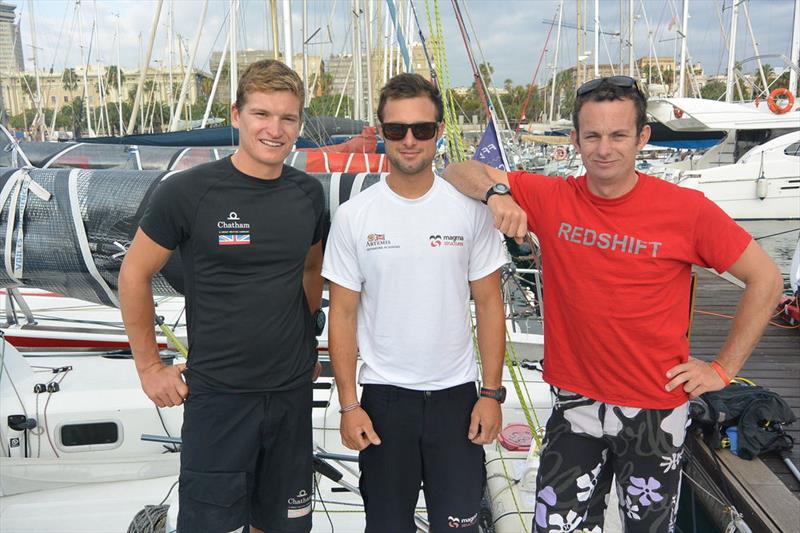 Sam Matson, Alan Roberts and Nick Cherry in Barcelona for the Generali Solo Mediterranée photo copyright Alexis Courcoux taken at  and featuring the Figaro class